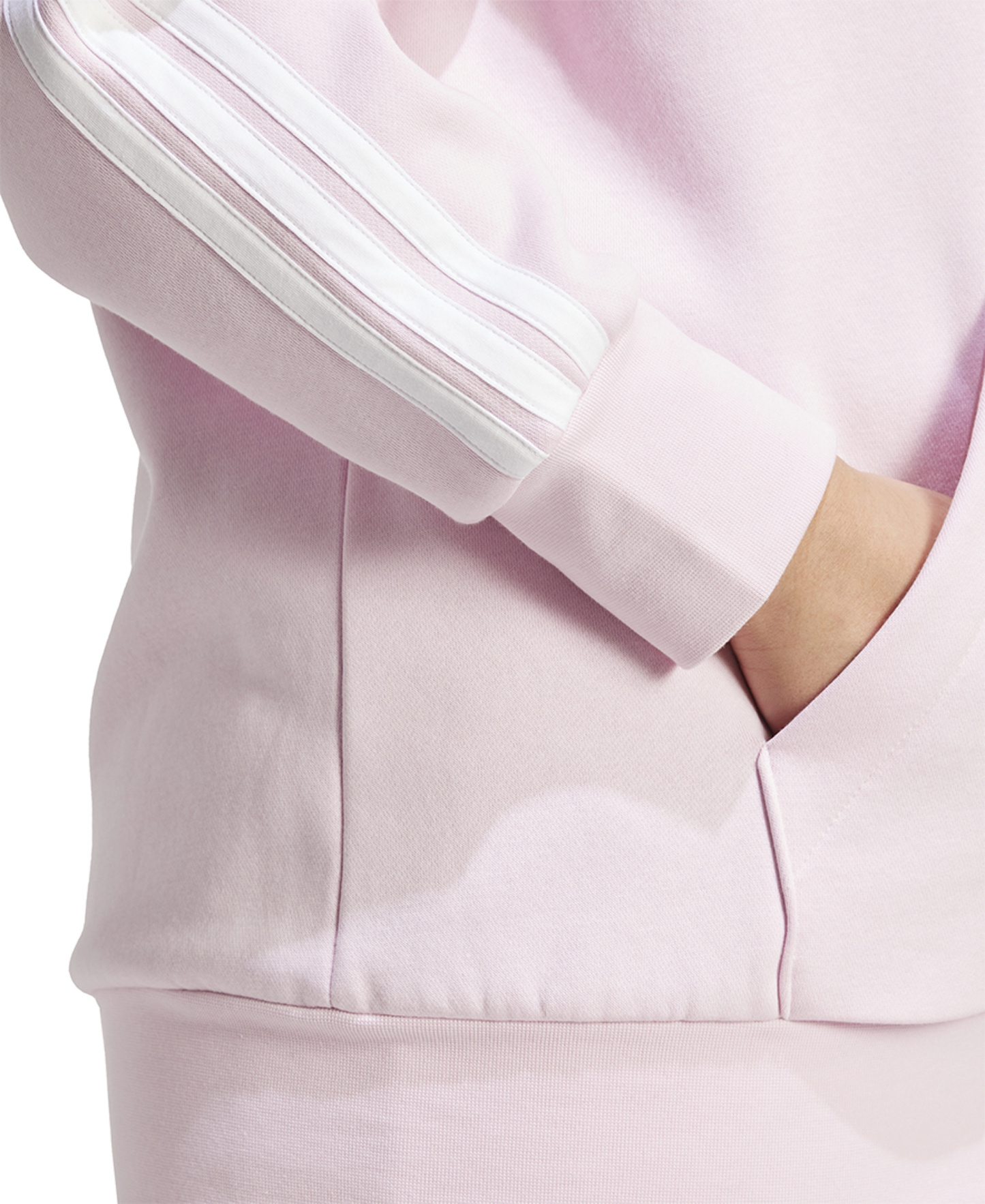 adidas Plus Size Essentials 3-Stripes Full-Zip Fleece Hoodie - Brght Pink