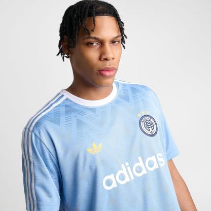Men's adidas Originals Jacquard Print Lifestyle Soccer Jersey - Ash Blue - view 5