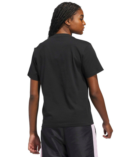 adidas Women's Gingham Big Logo Graphic Crewneck Cotton T-Shirt - Black