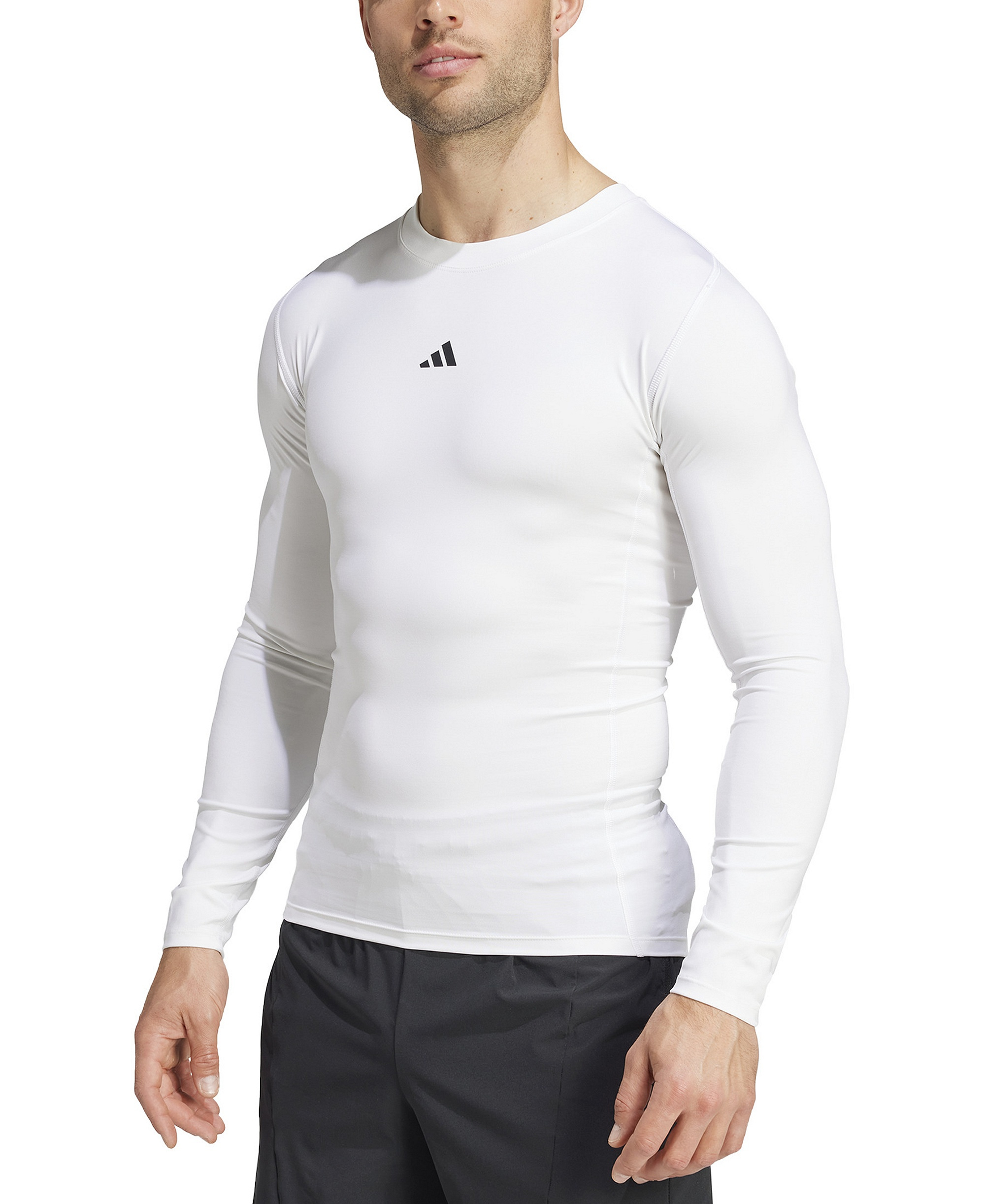 adidas Men's Tech-Fit Compression Crewneck T-Shirt - White