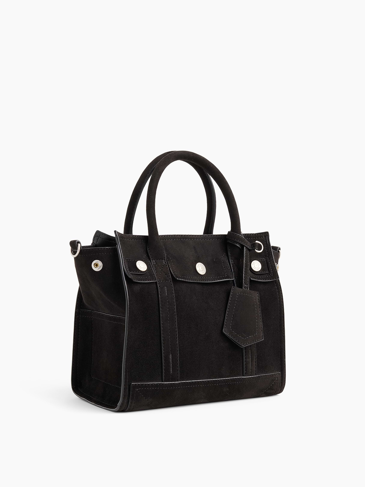 Vegan Suede Five Pocket Tote - Black