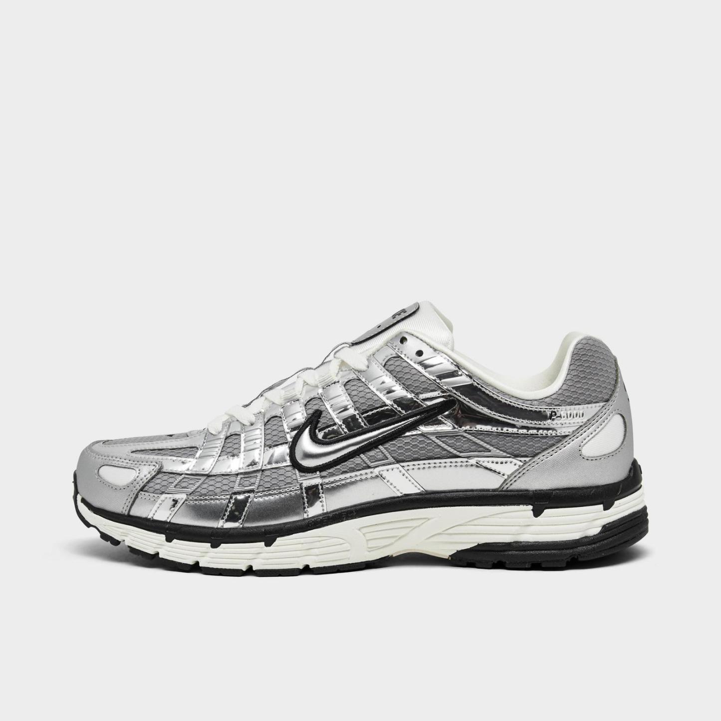 Men's Nike P-6000 Casual Shoes - Metallic Silver/Sail/Black/Metallic Silver