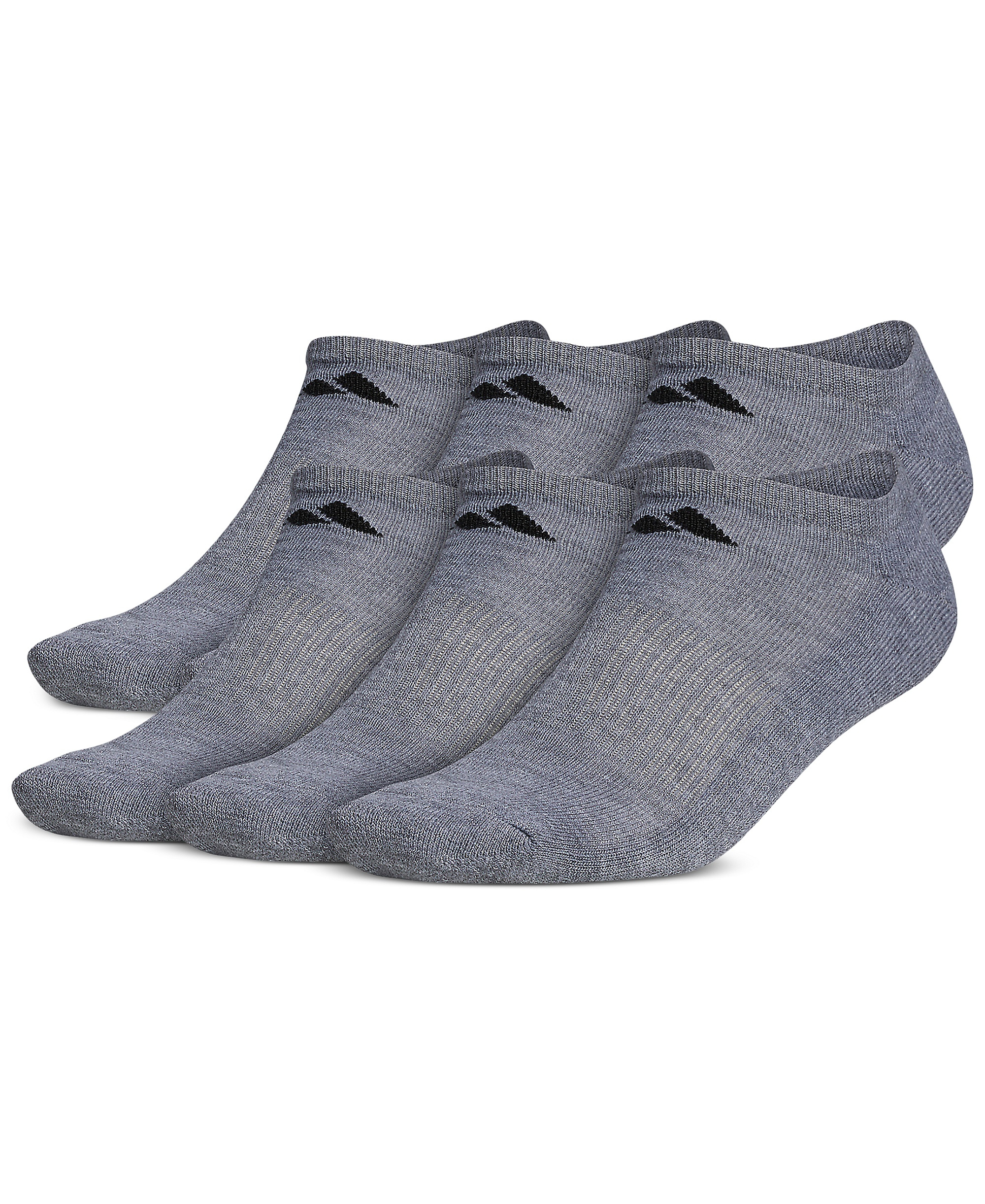 adidas Men's Cushioned Athletic 6-Pack No Show Socks - Medium Grey
