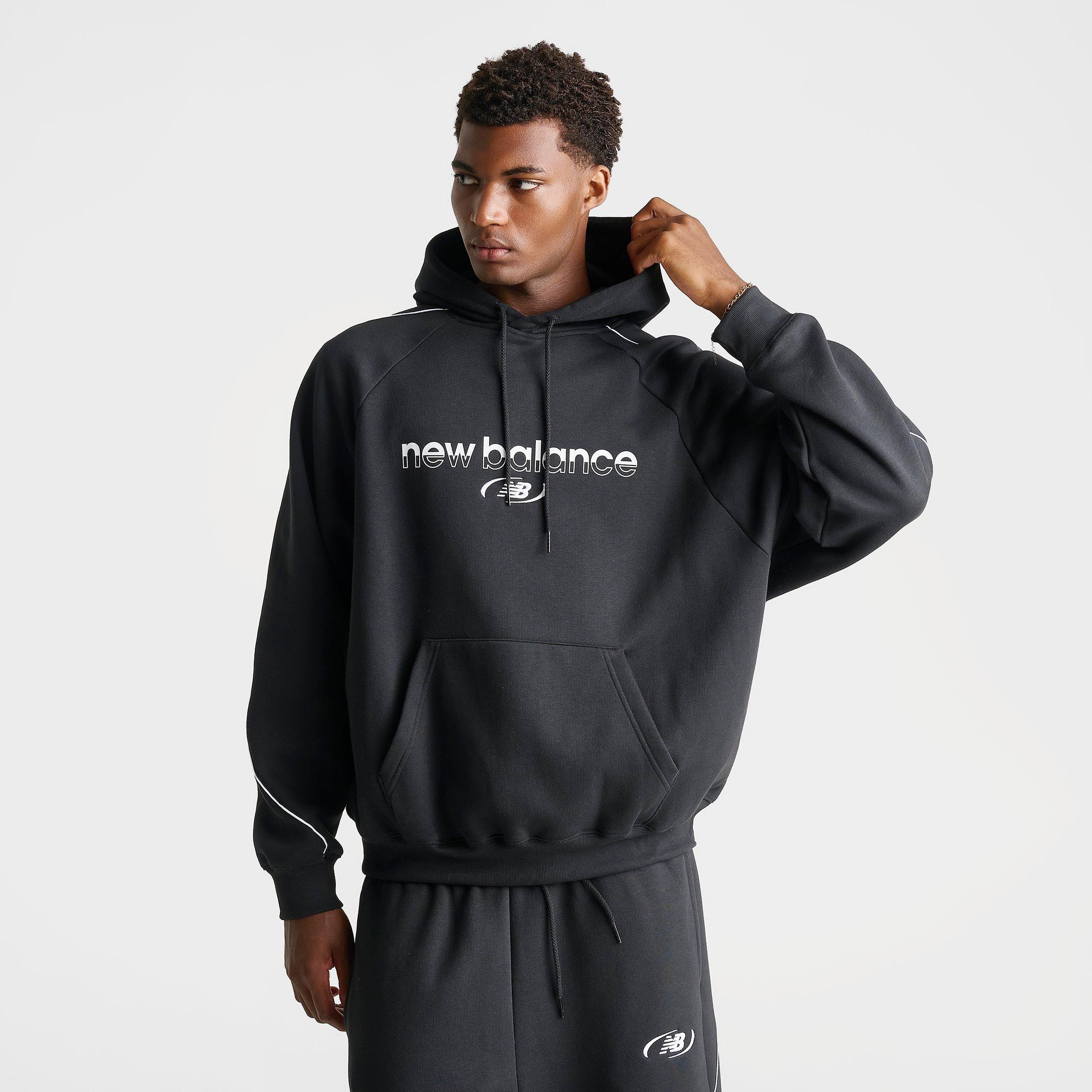Men's New Balance Trackside Fleece Pullover Hoodie - Black/White - view 3