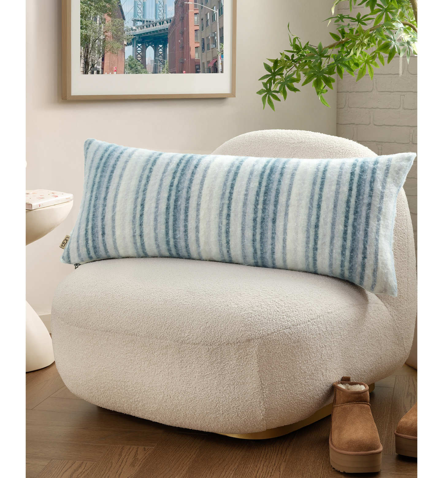 UGG® Joanna Lightweight Decorative Pillow, 36" x 14" - Silver Blue