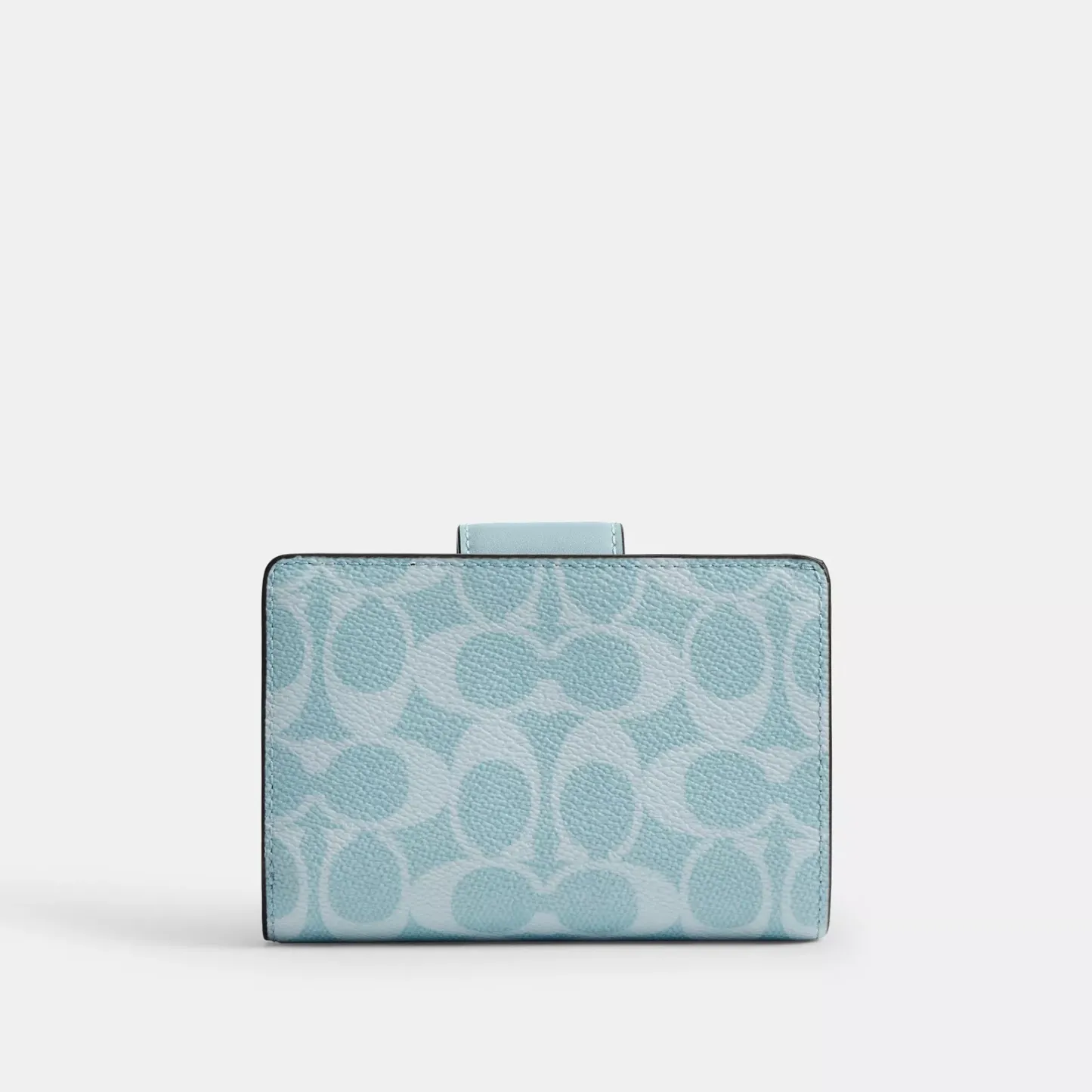 Medium Corner Zip Wallet In Signature Canvas - Gold/Light Blue - view 3