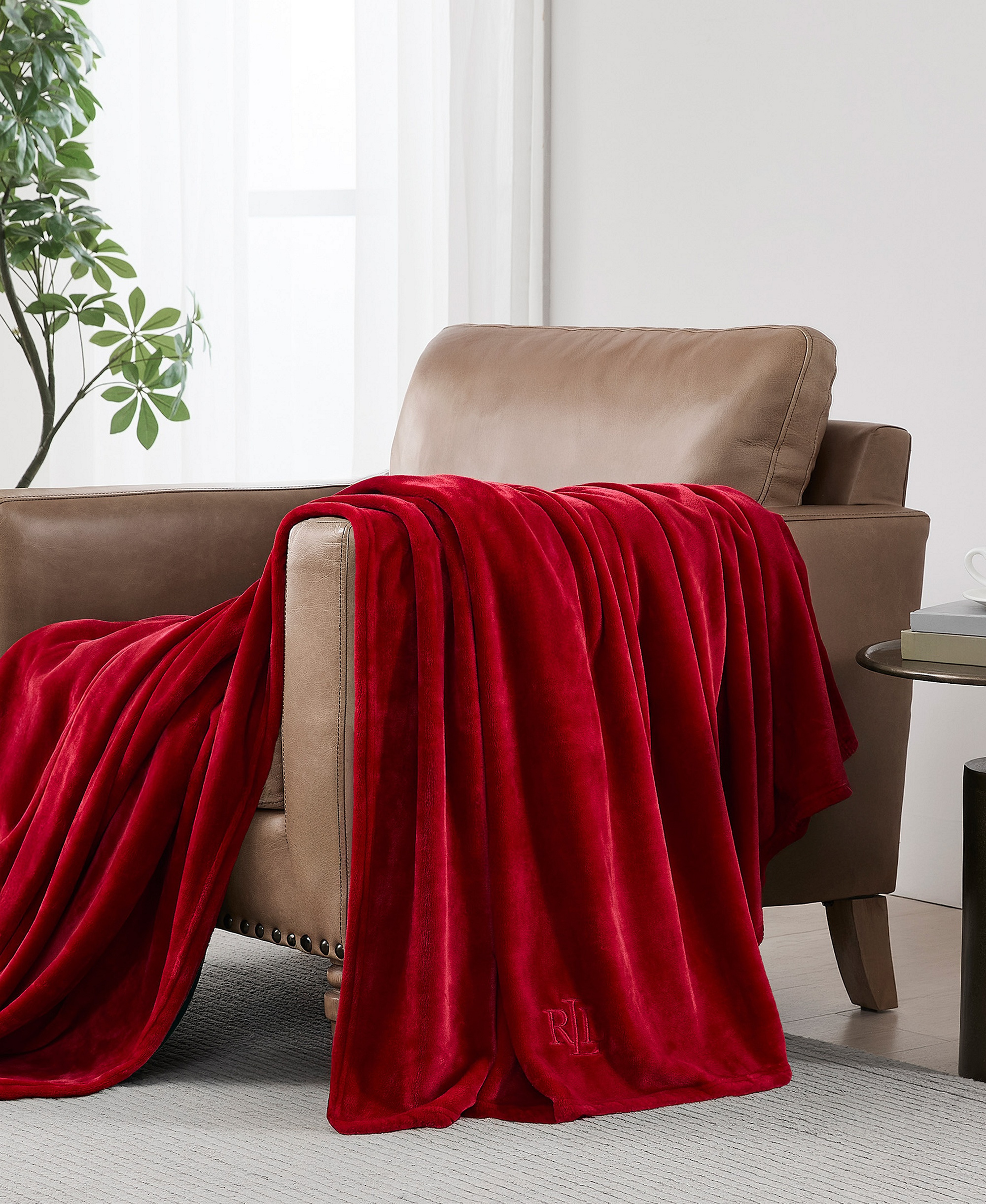 Lauren Ralph Lauren Micromink Plush Blanket, Twin - Red
