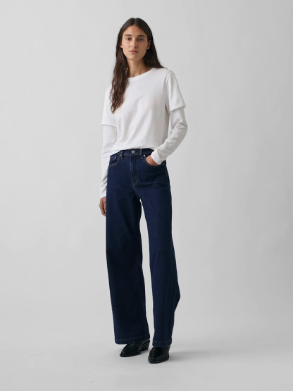 High Rise Stride Wide-Leg Jeans - Rinse wash