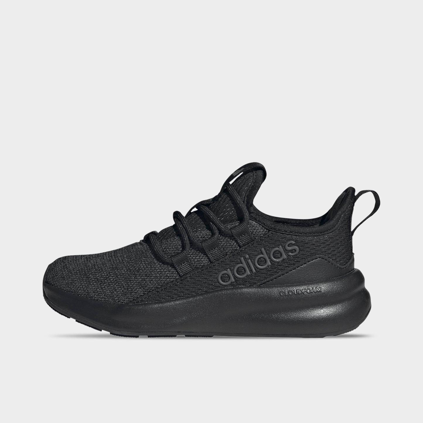 Girls' Little Kids' and Big Kids' adidas Lite Racer Adapt 8.0 Stretch Lace Casual Shoes - Part 1 - Core Black/Core Black/Carbon - Left shoe facing left. Outside of the shoe.
