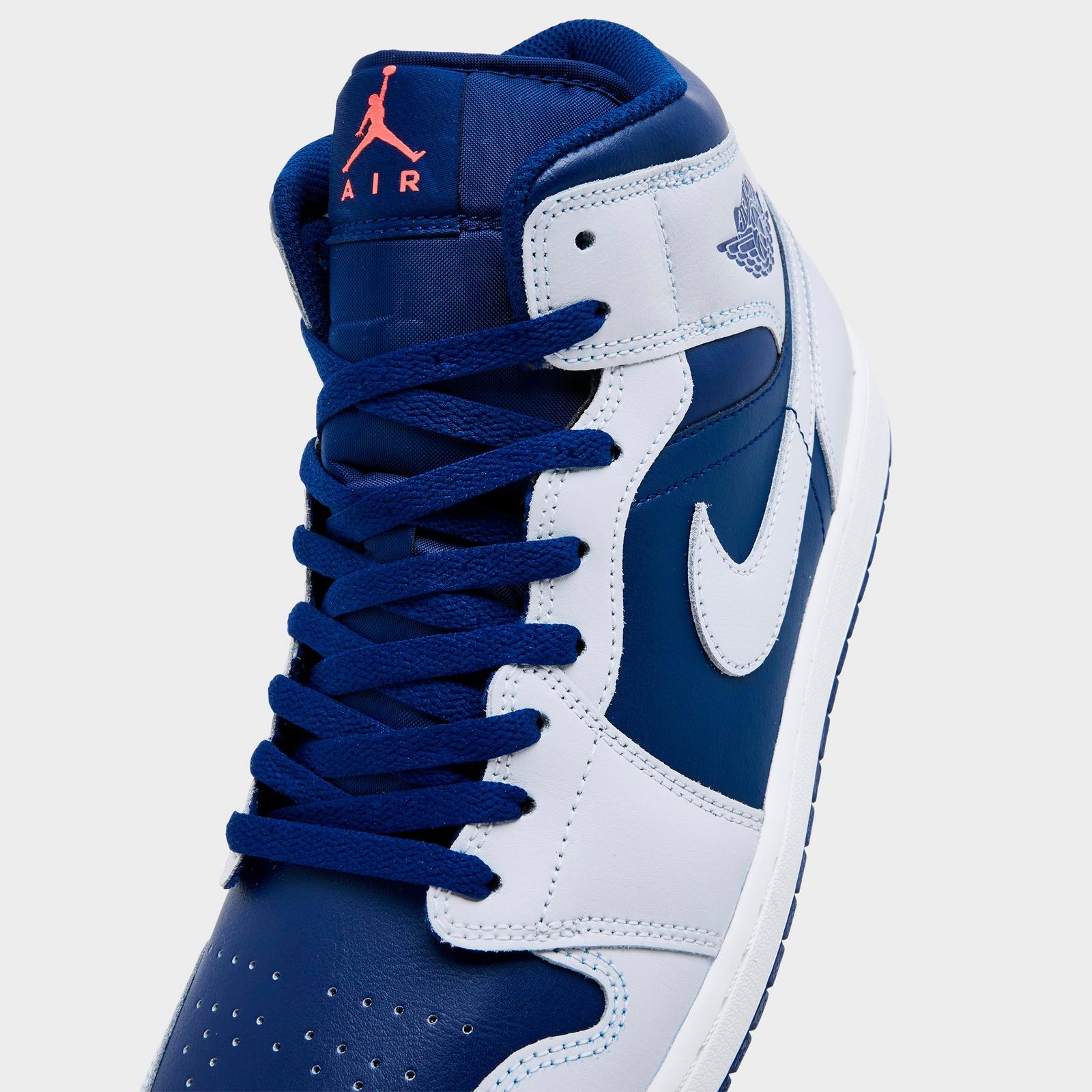 Men's Air Jordan Retro 1 Mid Casual Shoes - Blue Void/Summit White/Hot Lava/Pure Platinum - view 3