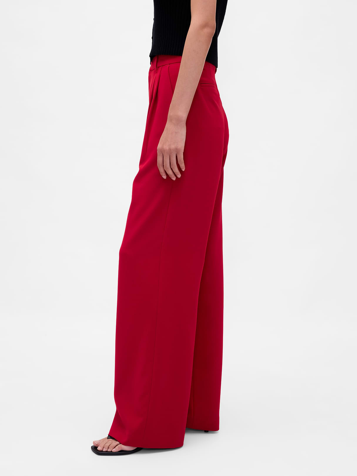 365 High Rise Pleated Trousers - Sled red