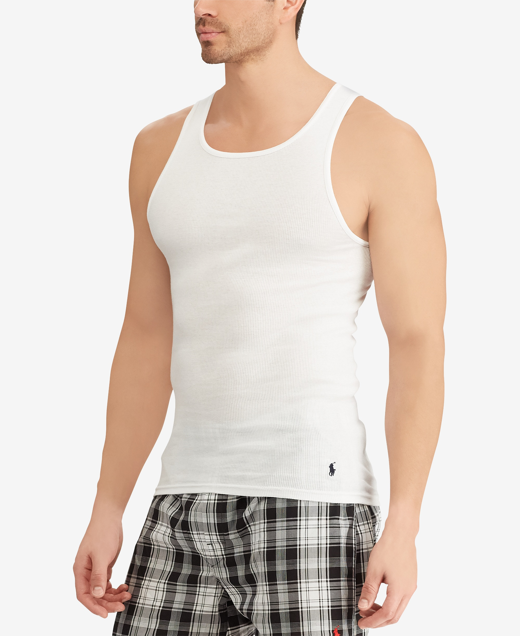 Polo Ralph Lauren Men's 5-Pack Cotton Undershirt Tank Tops - White Pack