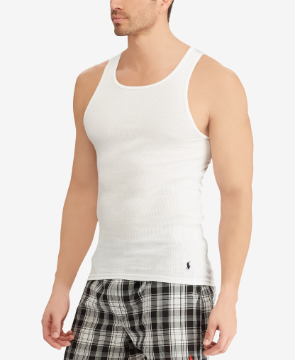 Polo Ralph Lauren Men's 5-Pack Cotton Undershirt Tank Tops - White Pack