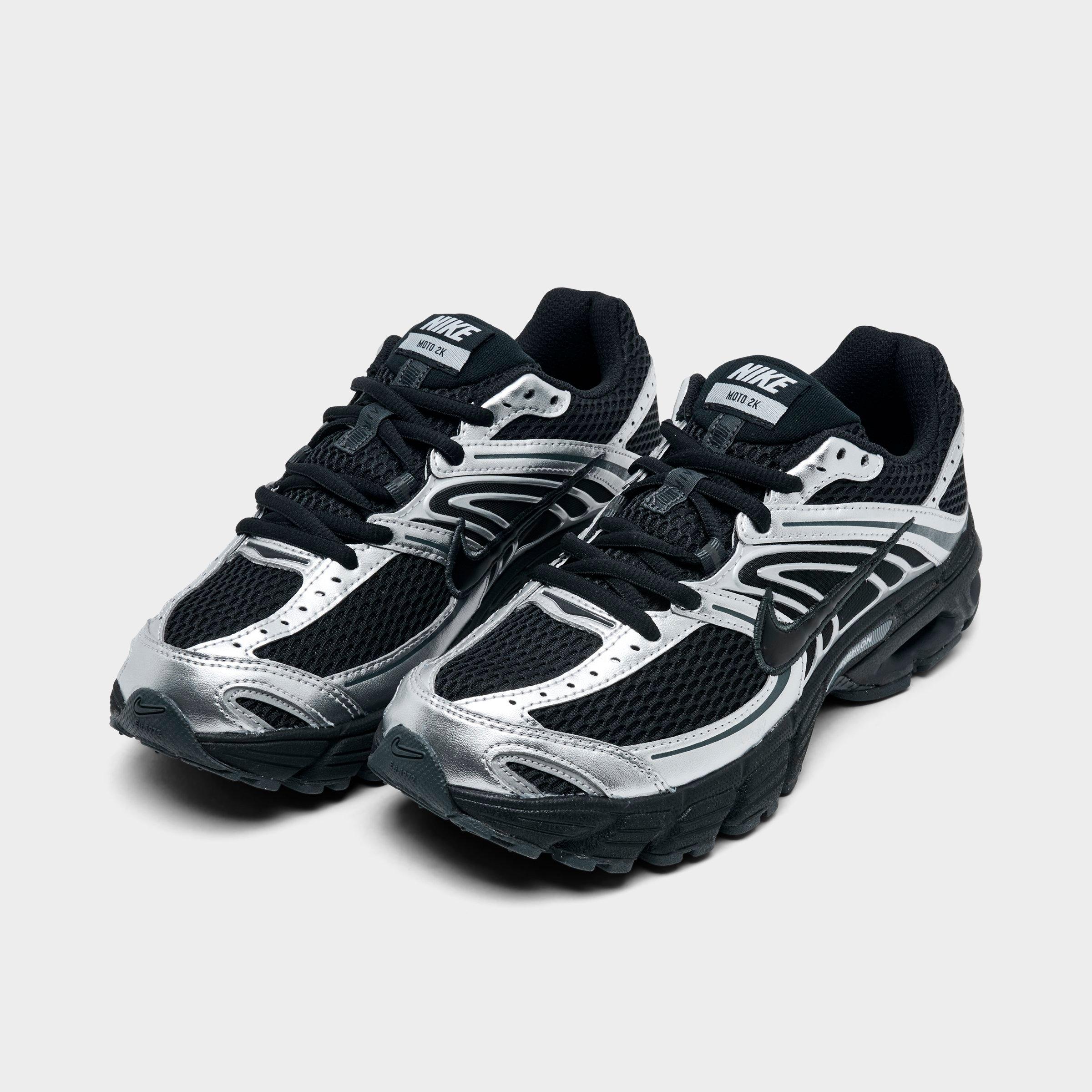 Women's Nithtke Air Max Moto 2K Casual Shoes - Part 1 - Black/Black/Metallic Silver - Both shoes facing left