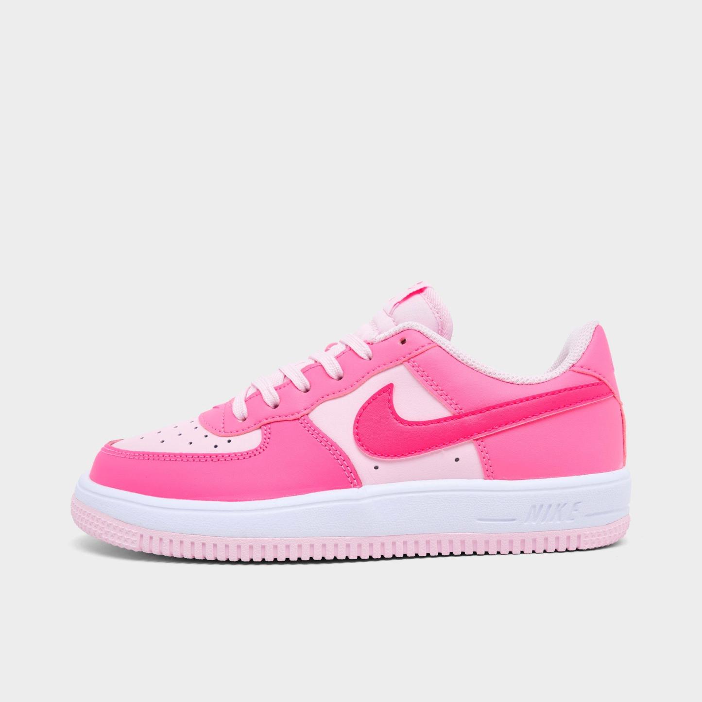 Little Kids' Nithtke Force 1 Low Casual Shoes - Pinksicle/Pink Foam/White/Hyper Pink - Left shoe facing left. Outside of the shoe.