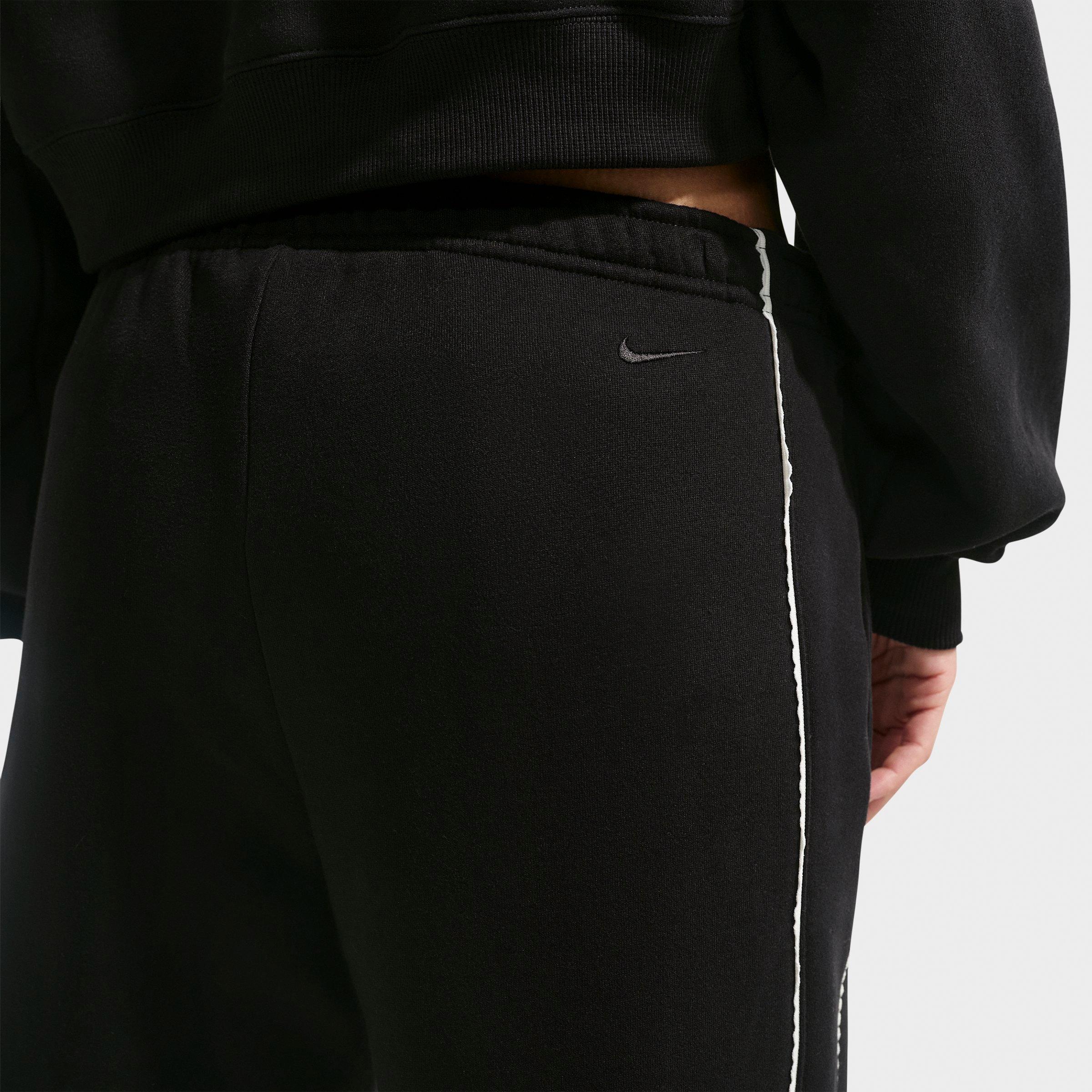 Women's Nithtke Studio Fleece Medium-Weight "Graphic Pack" Mid-Rise Wide-Leg Pants - Total Black/Sail/Total Black