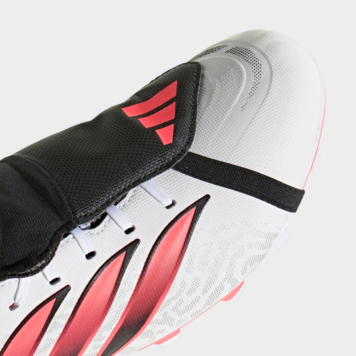 Men's adidas Predator Club Fold-Over Tongue Firm Ground/Multi Ground Soccer Cleats - Cloud White/Solar Turbo/Core Black (IH2117-100) - Detail shot