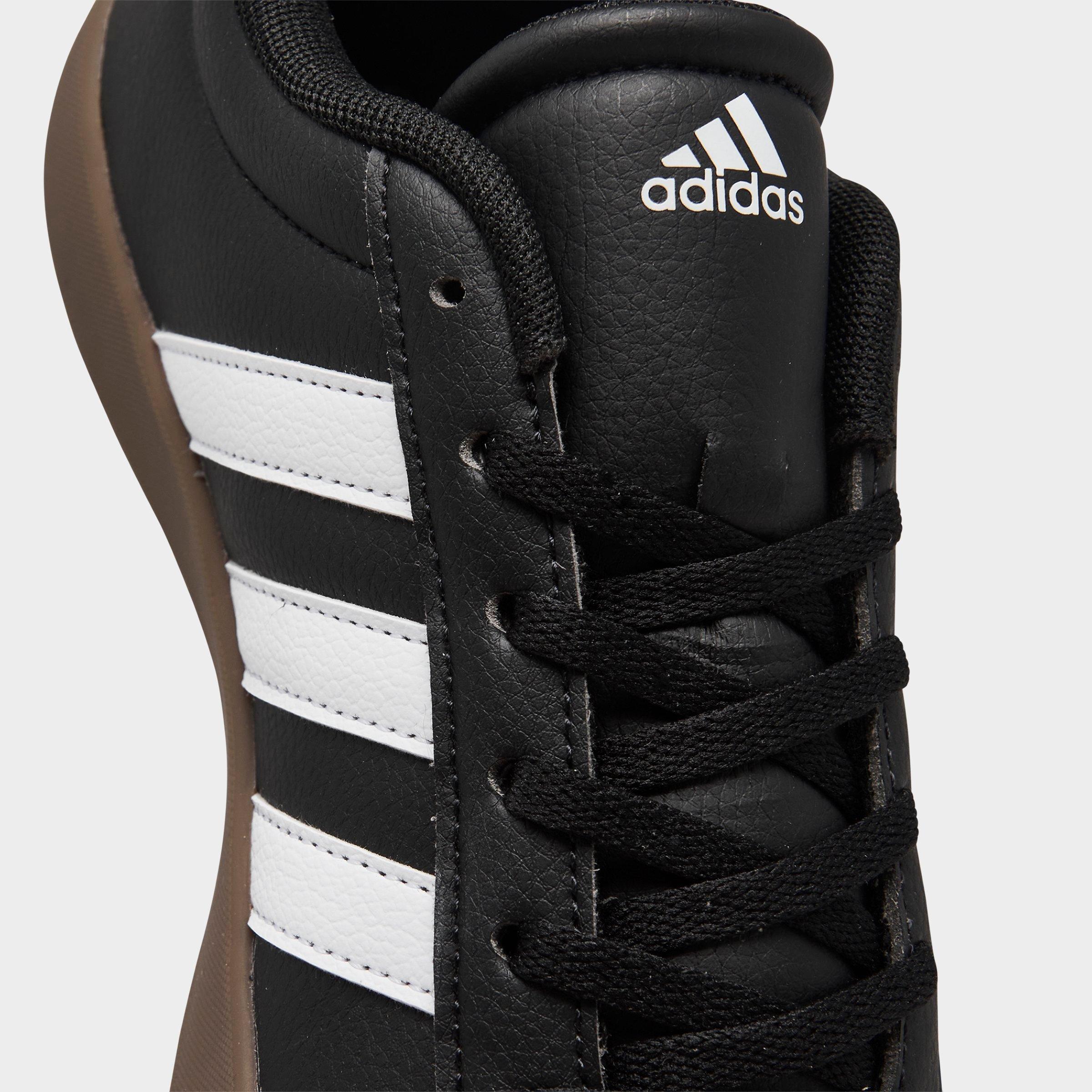 Big Kids' adidas VL Court 3.0 Skateboarding Casual Shoes - Core Black/Cloud White/Gum - Detail shot