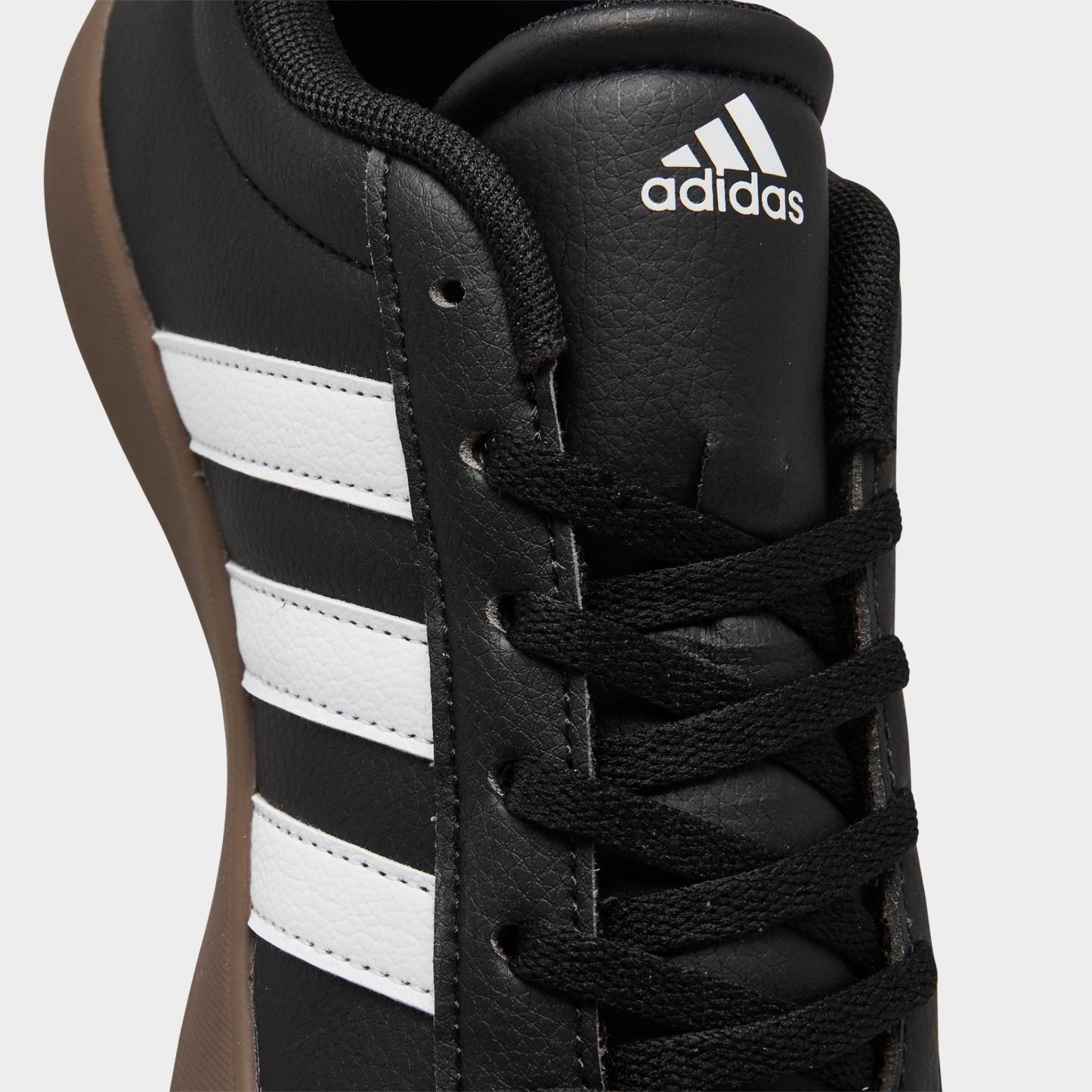 Big Kids' adidas VL Court 3.0 Skateboarding Casual Shoes - Core Black/Cloud White/Gum - Detail shot
