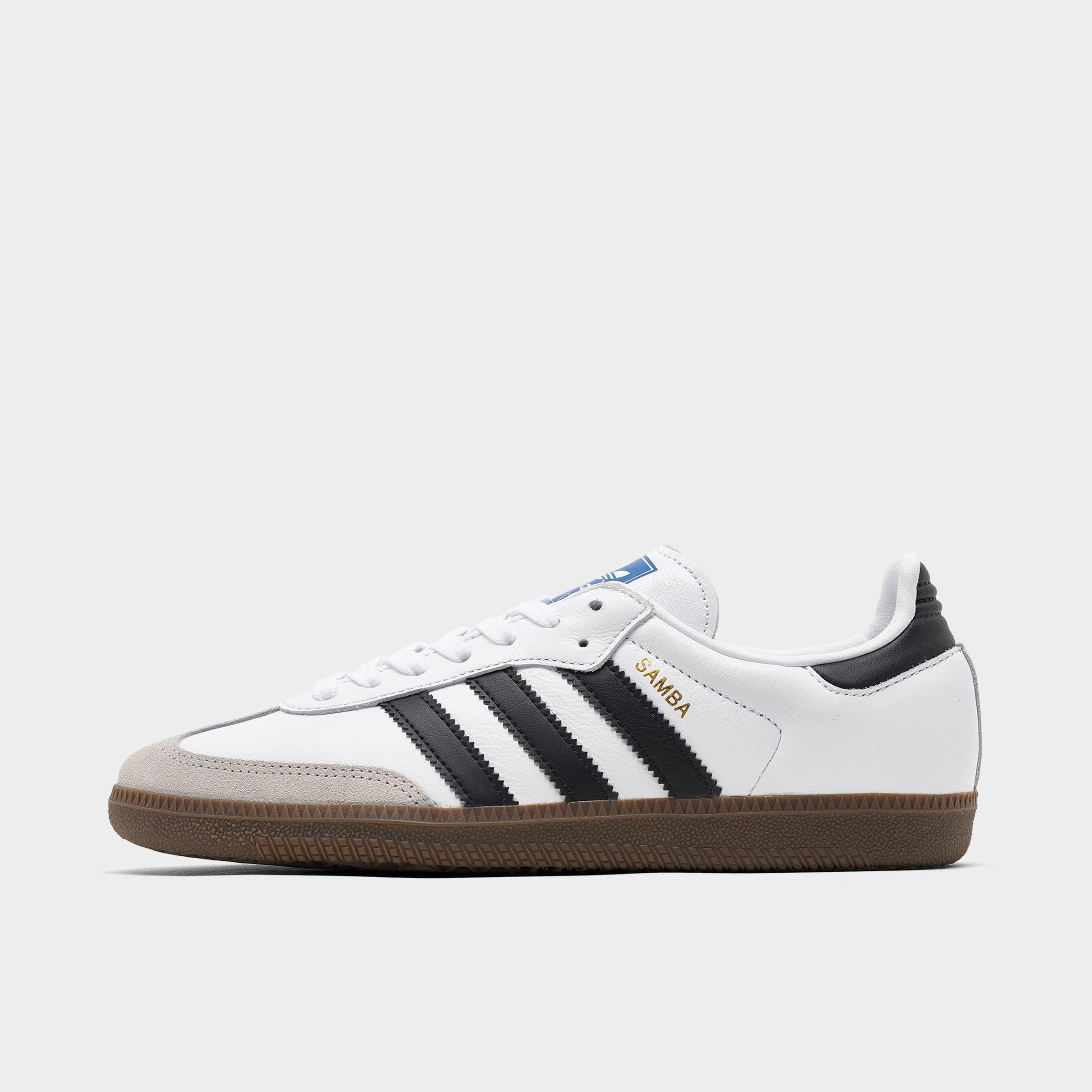 Women's adidas Originals Samba OG Casual Shoes - Part 7 - Cloud White/Core Black/Gum (IG9030-100) - Left shoe facing left. Outside of the shoe.