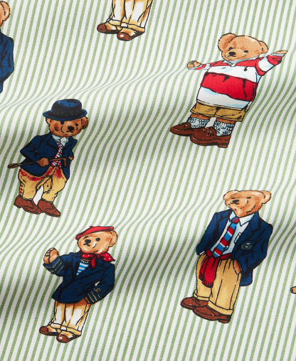 Polo Ralph Lauren Teddy Bear Stripe 3-Pc. Sheet Set, Twin - Green