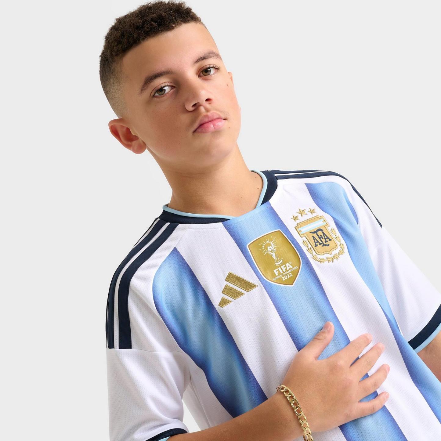 Big Kids' adidas Argentina Home Replica Soccer Jersey - White/Icey Blue/Light Blue - view 5