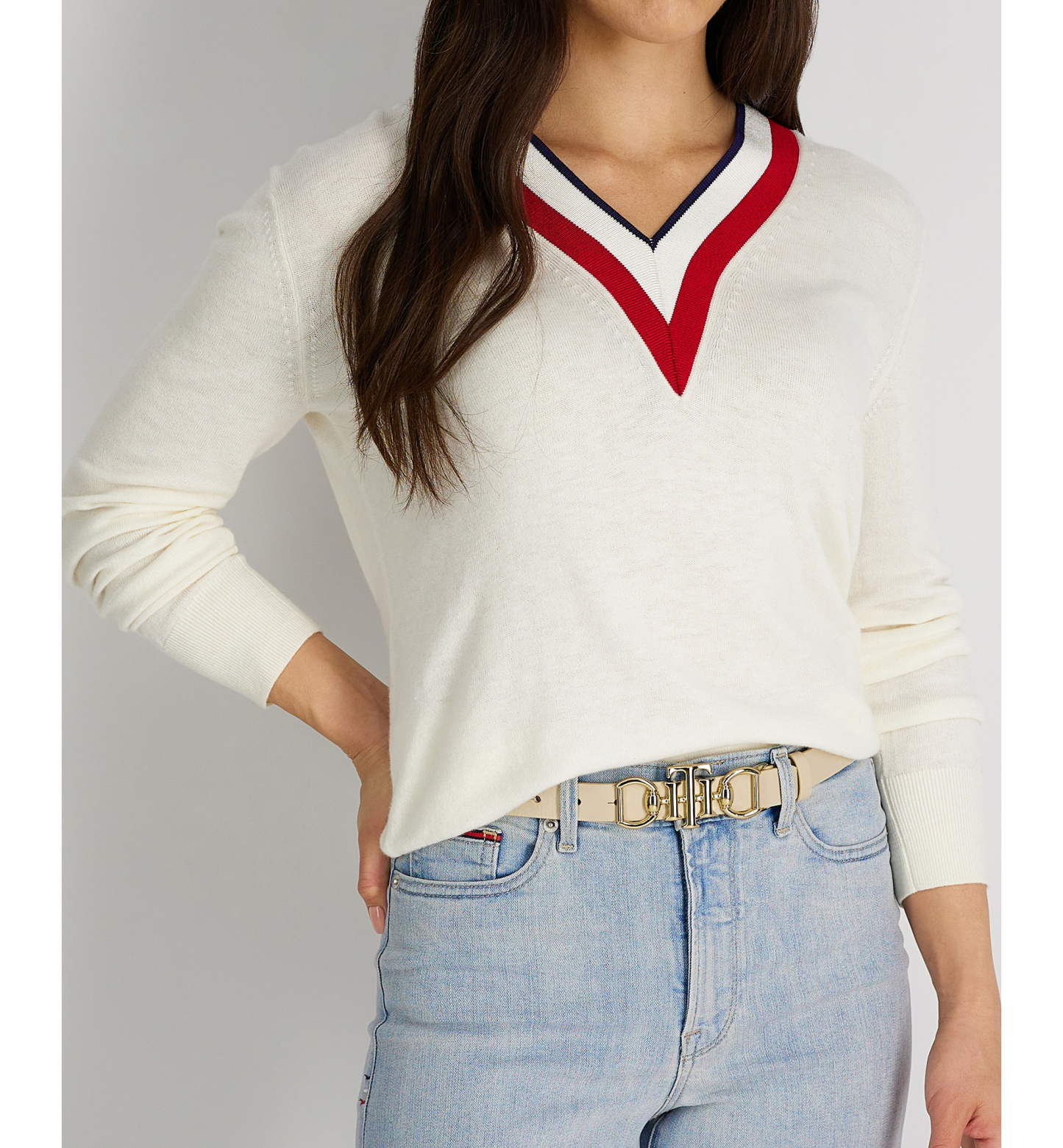 Tommy Hilfiger Women's Skinny Double Ended Horsebit Buckle Dress Casual Belt - Natural