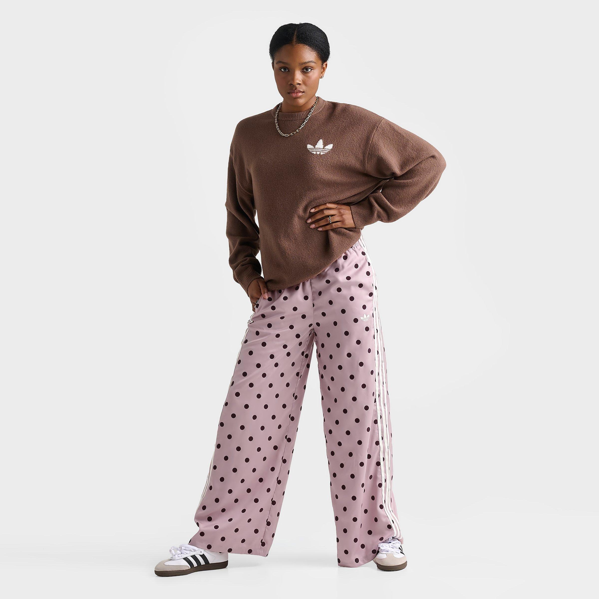 Women's adidas Originals Firebird Polka Dot Satin Wide-Leg Track Pants - Dual Lilac