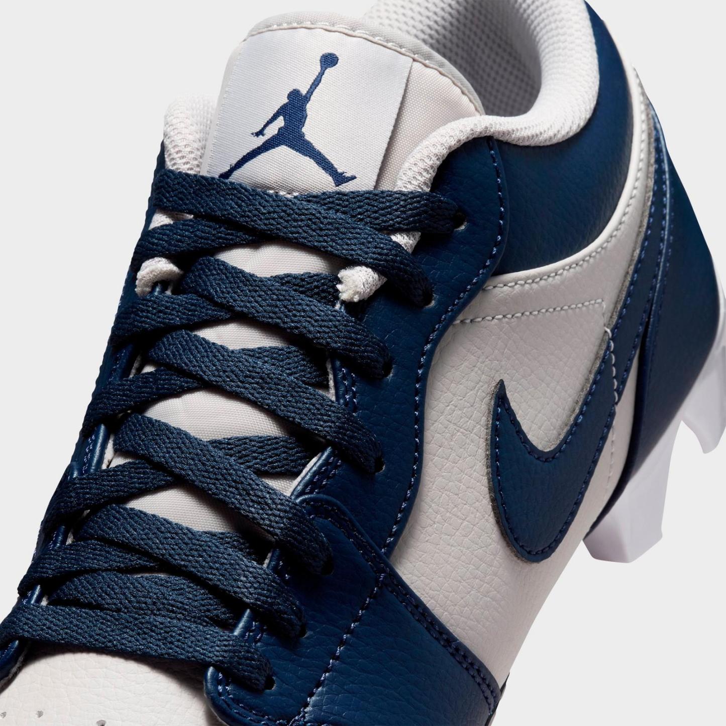 Men's Jordan 1 Low TD Football Cleats - Wolf Grey/White/College Navy - view 3