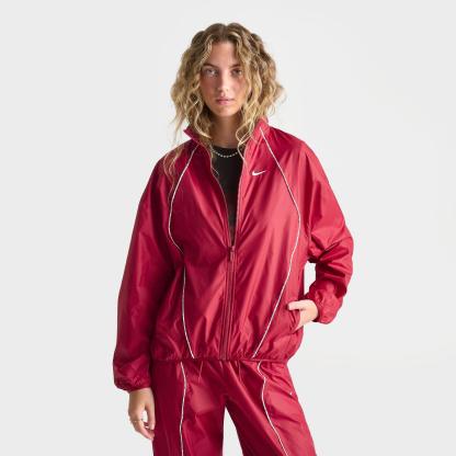 Women's Nithtke Sportswear Oversized Repel Windbreaker Full-Zip Jacket - Tough Red/Sail/Sail