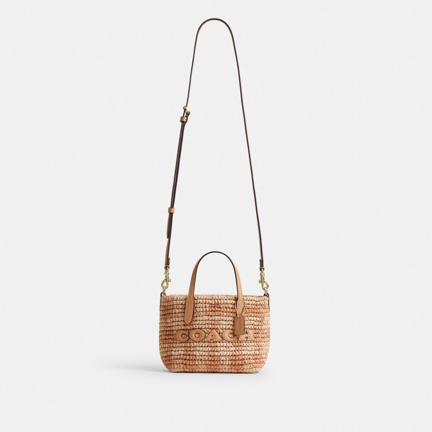 City Mini Tote Bag With Gingham Print - Gold/Tan - view 9