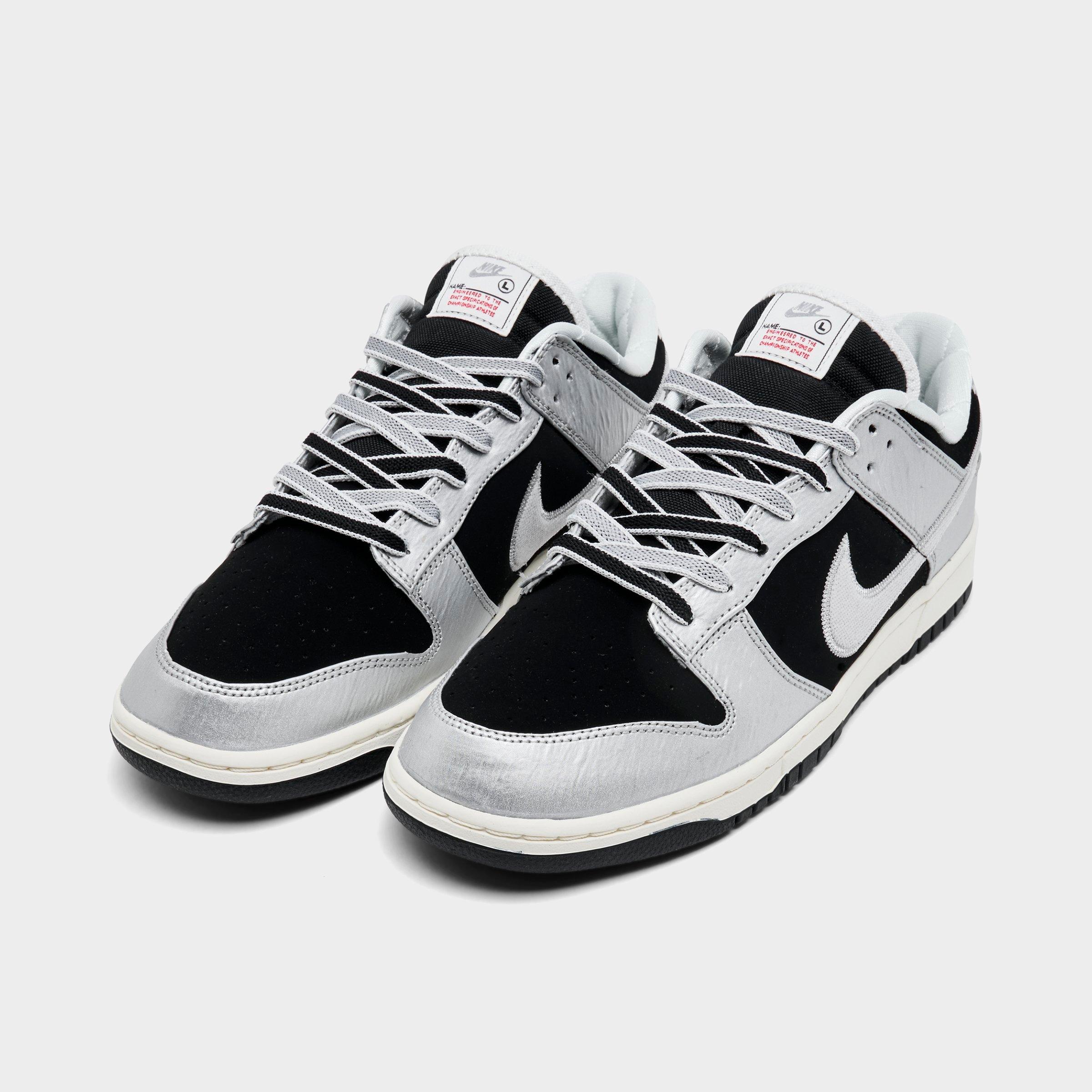 Men's Nithtke Dunk Low Retro Casual Shoes - Part 2 - Metallic Silver/Black/Sail/Metallic Silver - Both shoes facing left