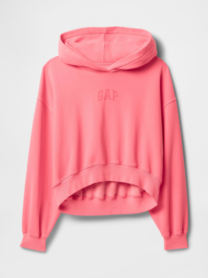 VintageSoft Crop Logo Hoodie - Sassy pink