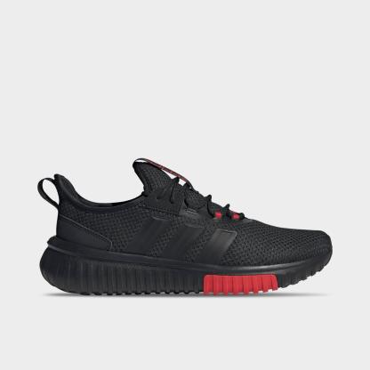 Men's adidas Kaptir 4.0 Casual Shoes - Core Black/Core Black/Pure Ruby - Left shoe facing left. Outside of the shoe.