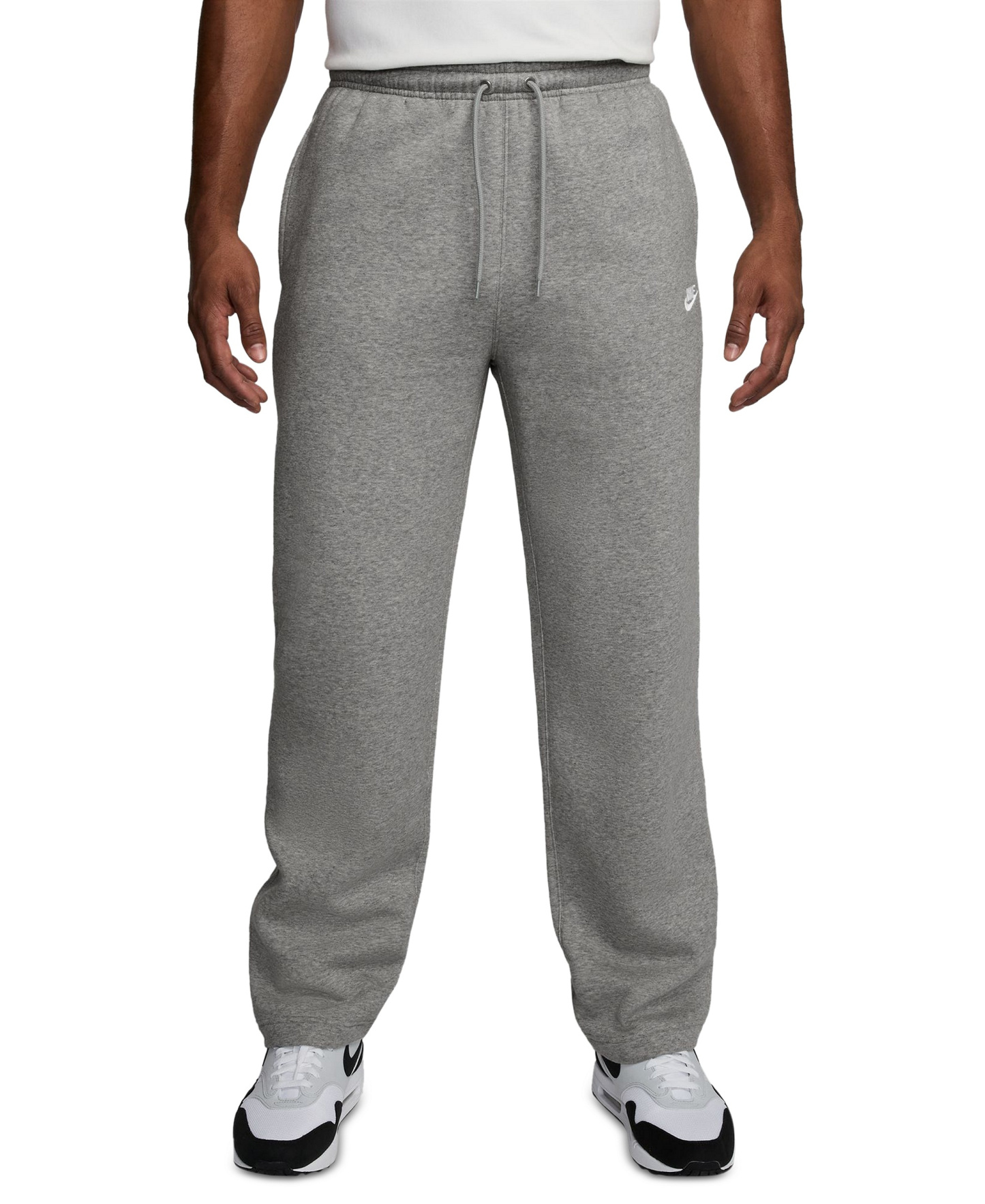 Nike Club Men's Brushed Fleece Open Hem Pants - Dark Gray heather