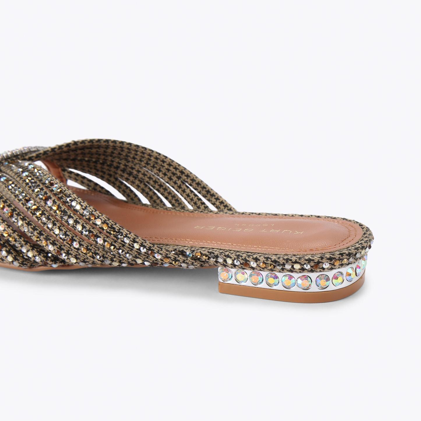 Kurt Geiger London Crystal Strap Flat Mule - Beige - view 4
