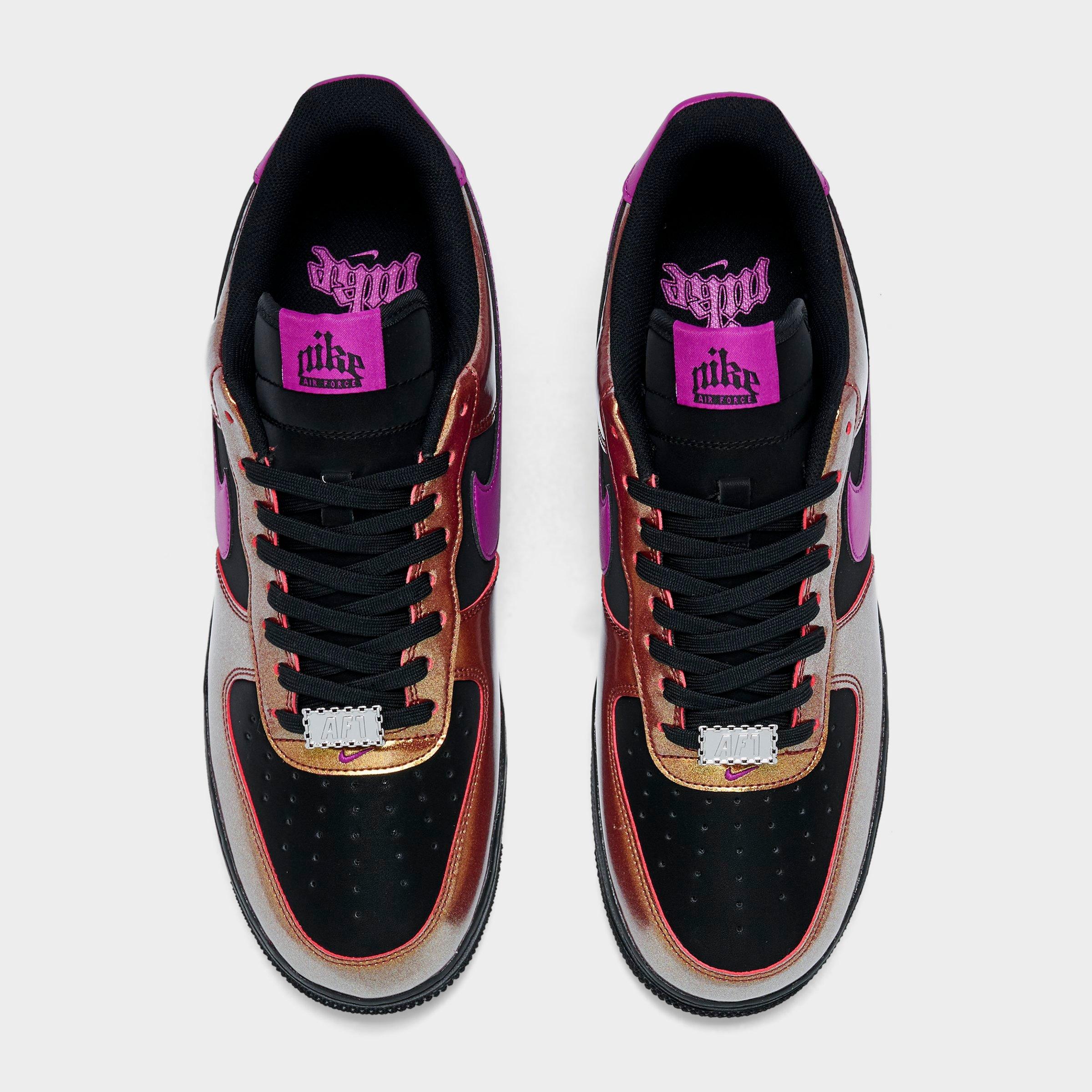 Men's Nithtke Air Force 1 '07 LV8 SE Glam Rock Casual Shoes - Black/Gold/Bold Berry - Top view