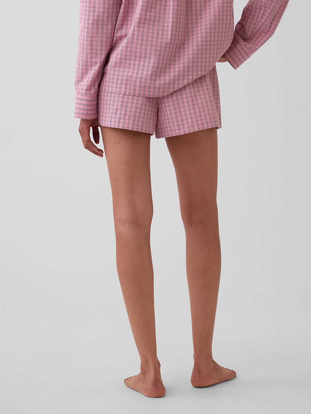 Poplin PJ Boxer Shorts - Pink plaid