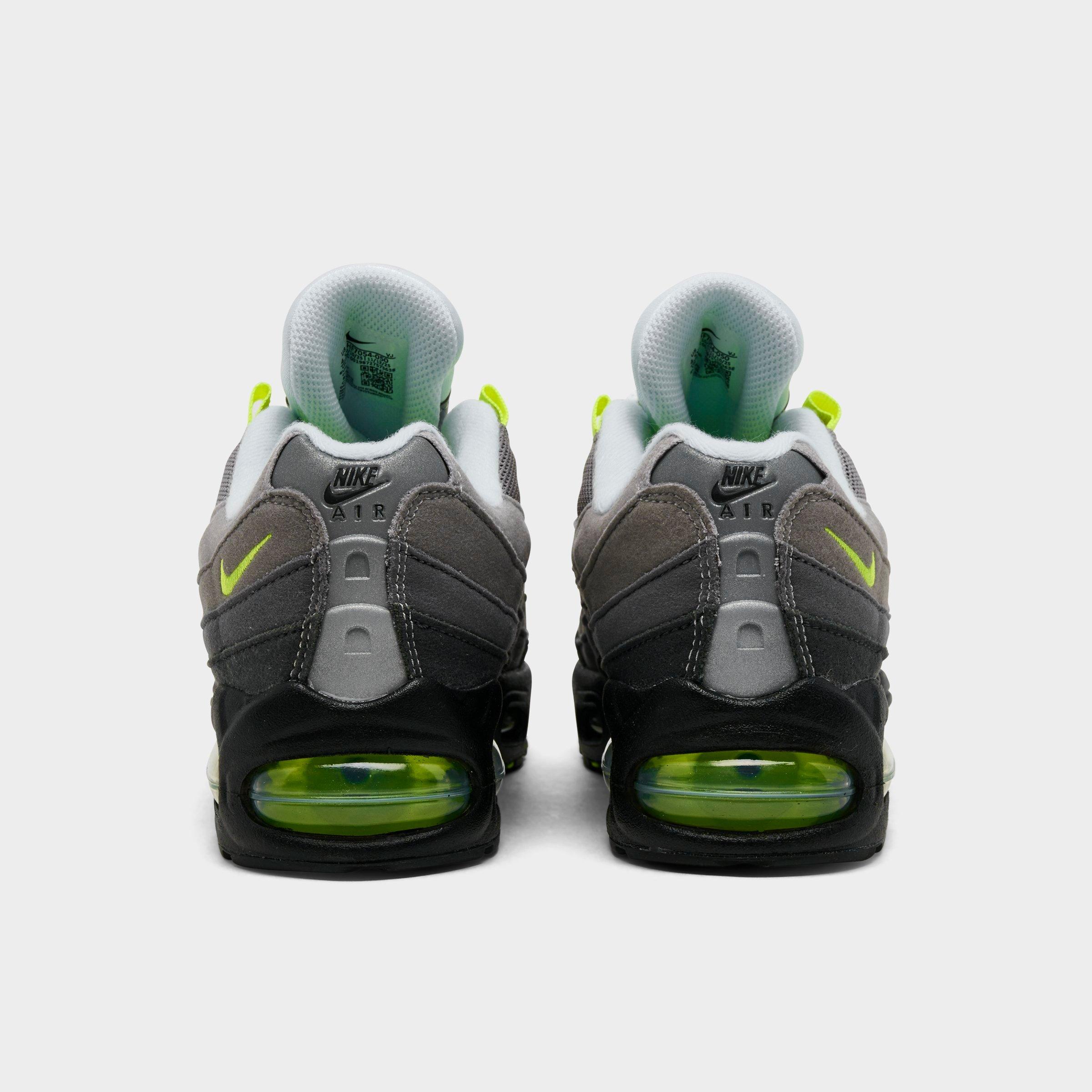Big Kids' Nithtke Air Max 95 Big Bubble SE Casual Shoes - Black/Neon Yellow/Anthracite/Light Graphite - Back view
