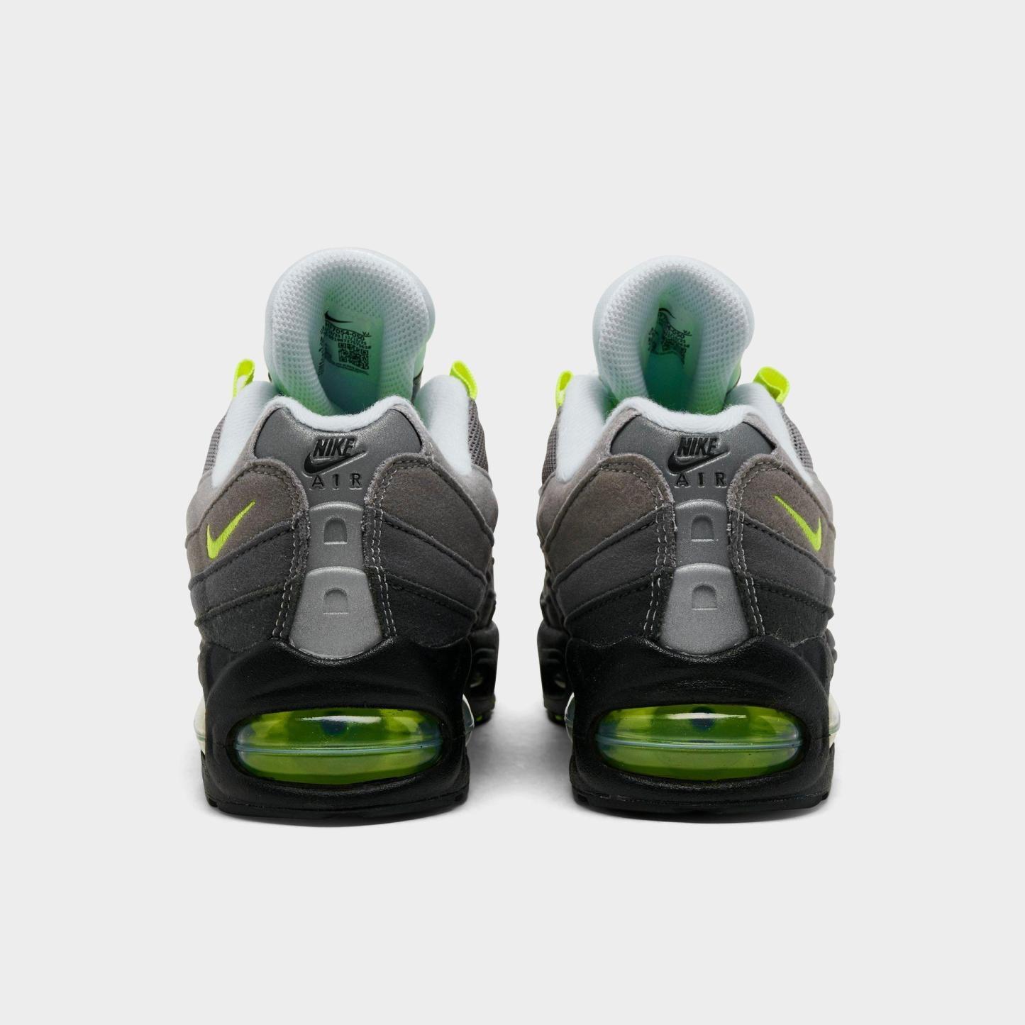 Big Kids' Nithtke Air Max 95 Big Bubble SE Casual Shoes - Black/Neon Yellow/Anthracite/Light Graphite - Back view