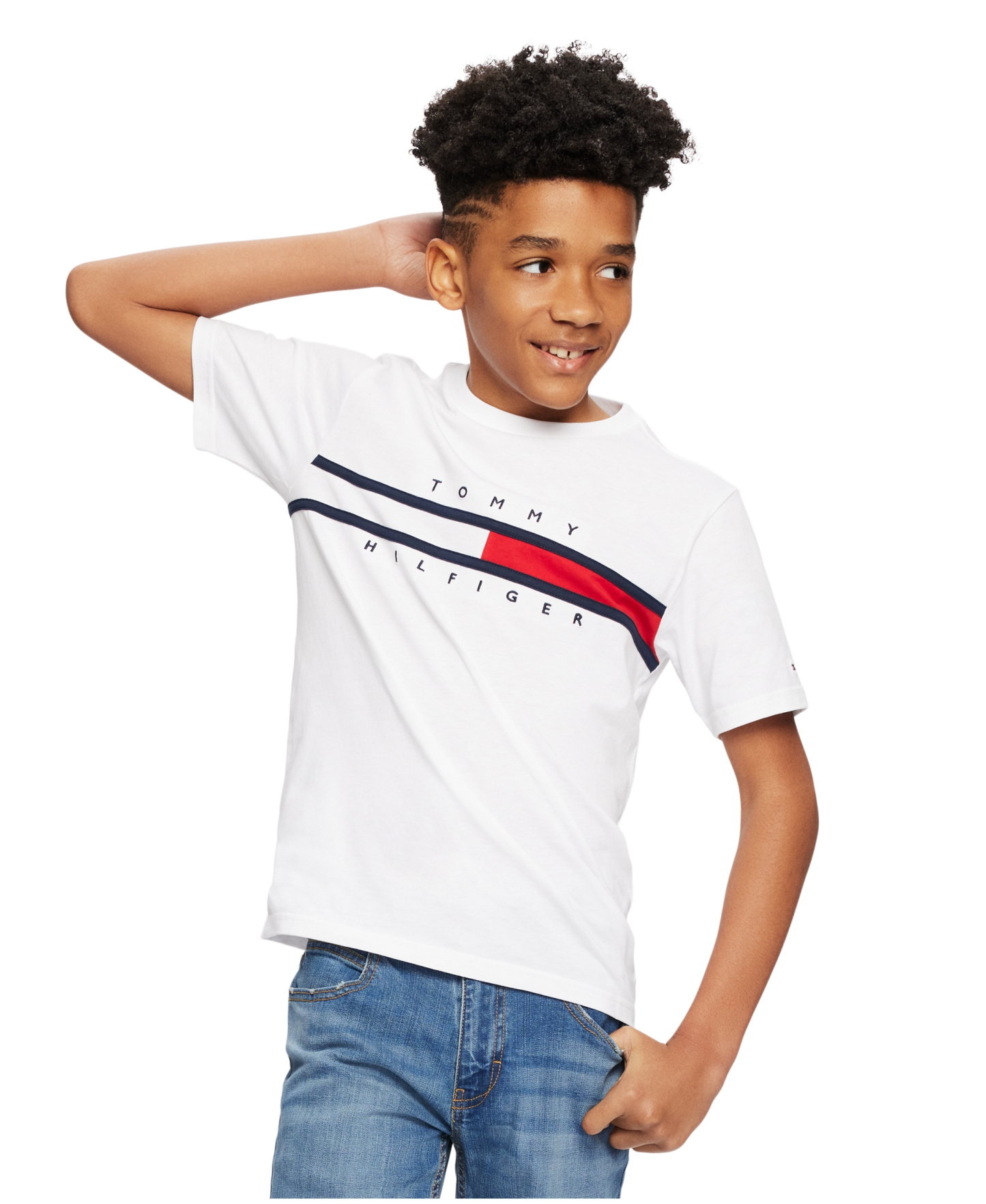 Tommy Hilfiger Boys' 8-20 Tommy New Signature T-Shirt - White