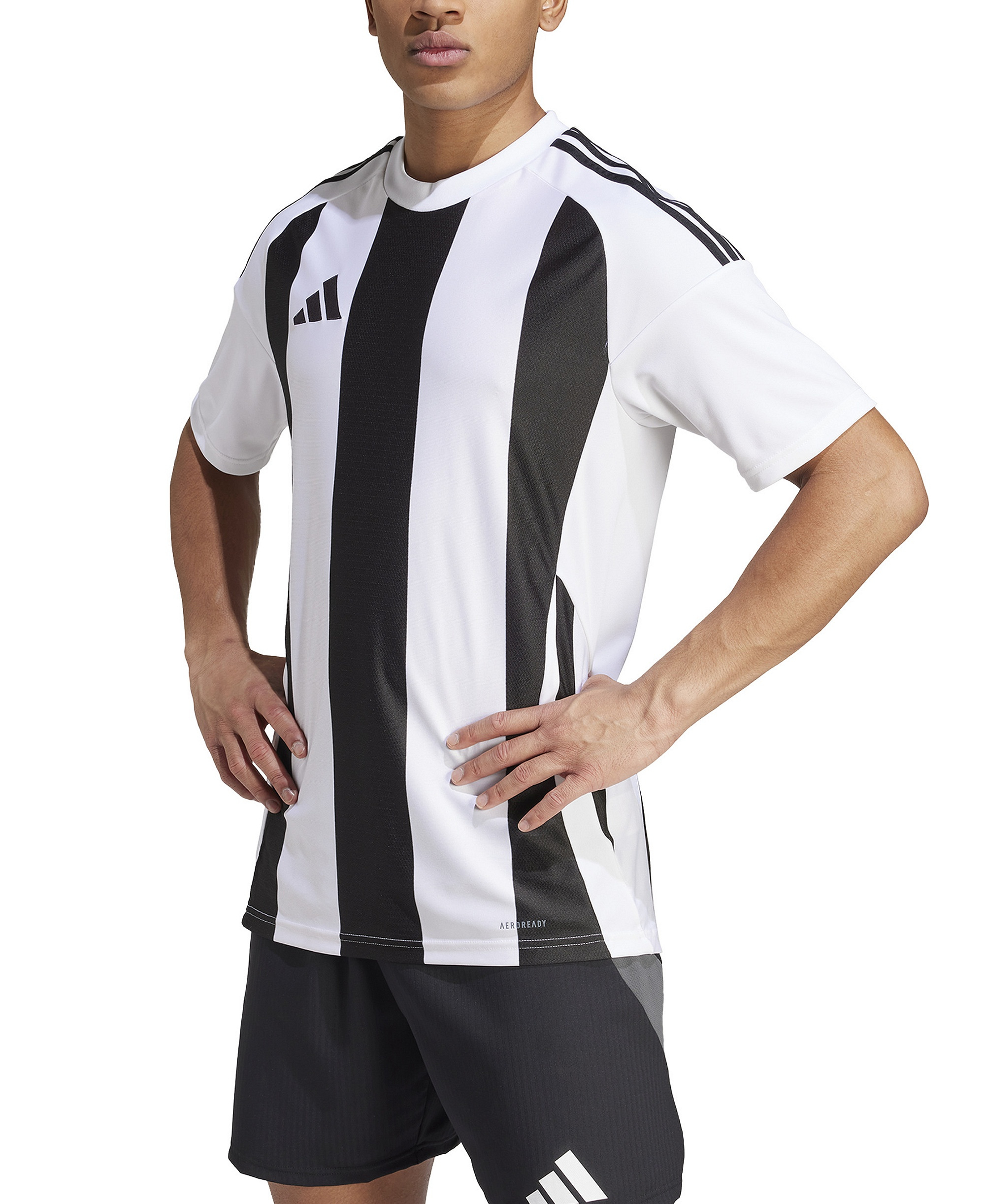 adidas Men's Stripe Logo Jersey T-Shirt - White / Black