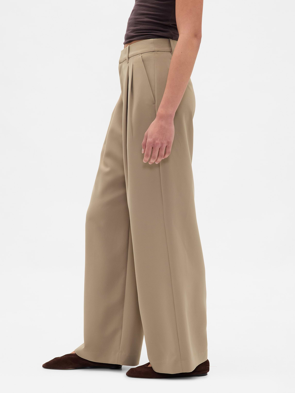 365 High Rise Pleated Trousers - Beachwood beige