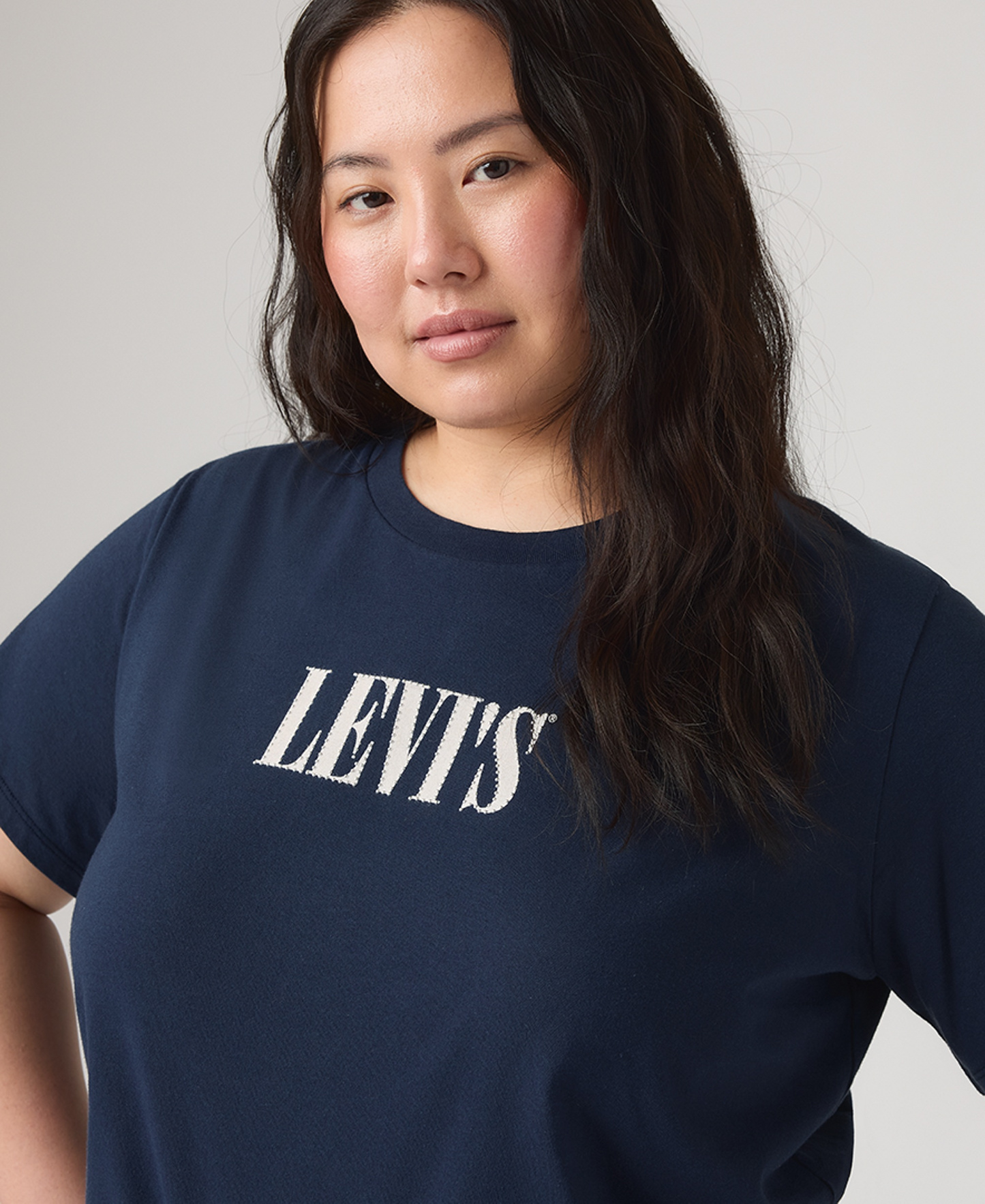 Levi's Trendy Plus Size Perfect Logo Cotton T-Shirt - Pl Serif Stud Outline Navy Blazer