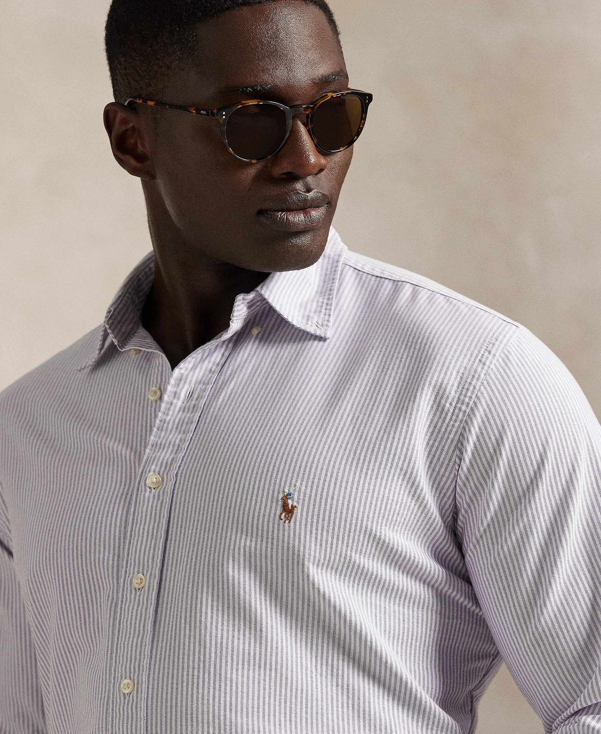 Polo Ralph Lauren Men's Big & Tall Long-Sleeve Oxford Shirt - Thistle/White