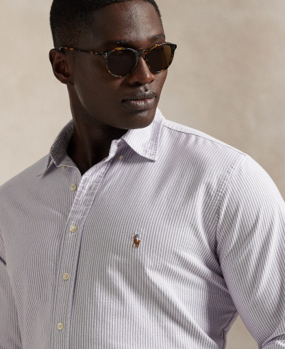 Polo Ralph Lauren Men's Big & Tall Long-Sleeve Oxford Shirt - Thistle/White