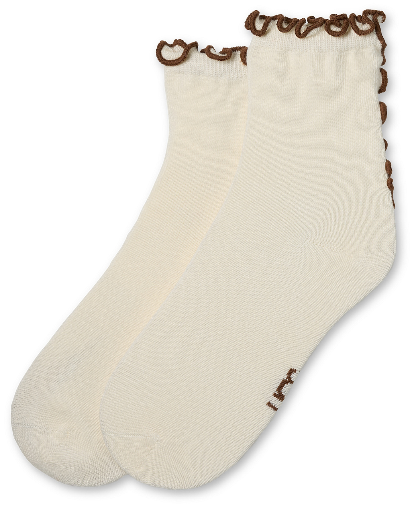 UGG Women's Karsyn Lettuce Edge Quarter Logo Socks - Vanille / Chestnut
