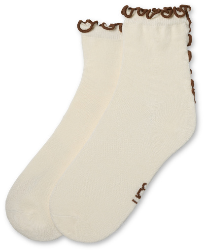 UGG Women's Karsyn Lettuce Edge Quarter Logo Socks - Vanille / Chestnut