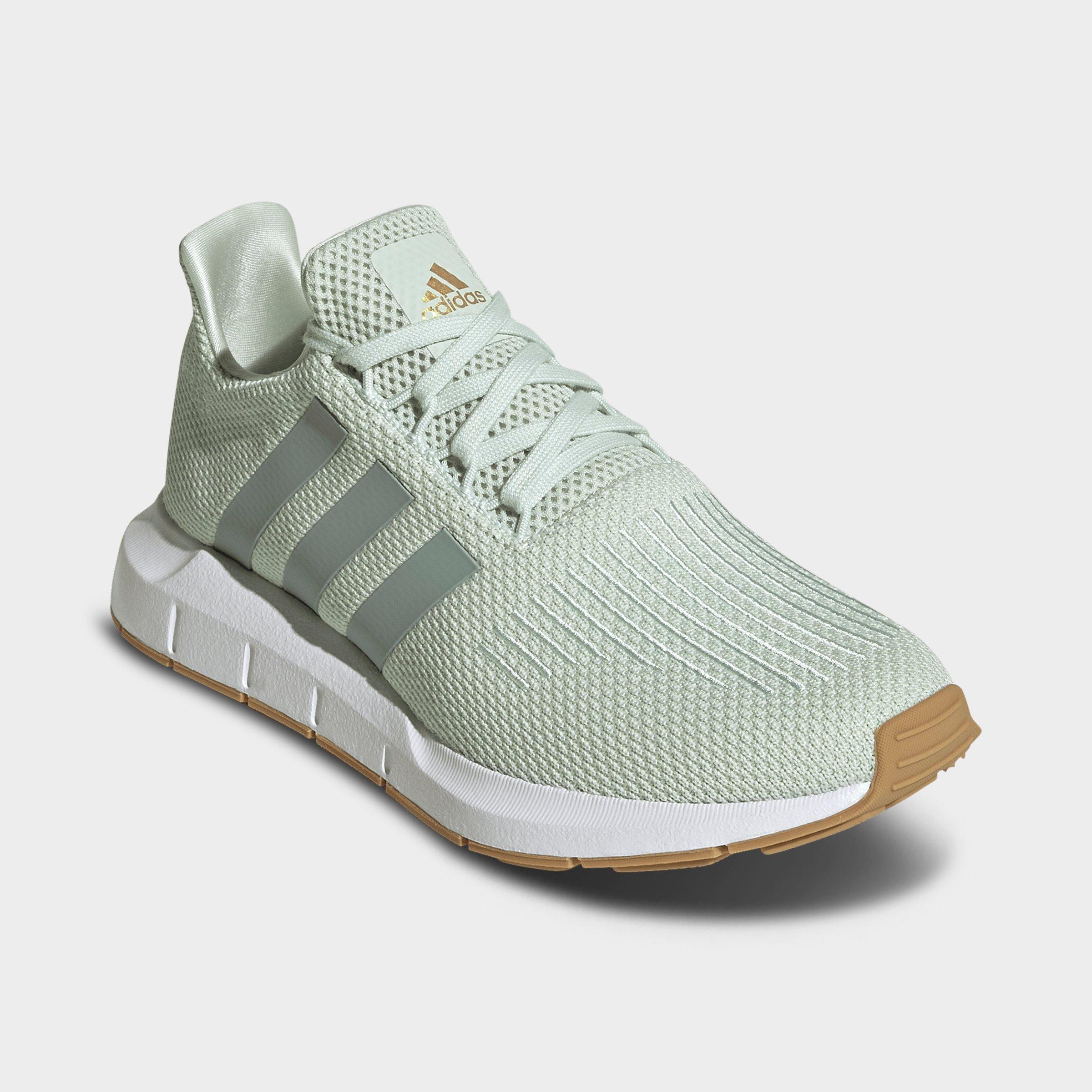 Women's adidas Swift Run 1.0 Casual Shoes - Linen Green/Wonder Sage/Cloud White - Both shoes facing left