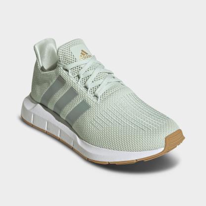 Women's adidas Swift Run 1.0 Casual Shoes - Linen Green/Wonder Sage/Cloud White - Both shoes facing left